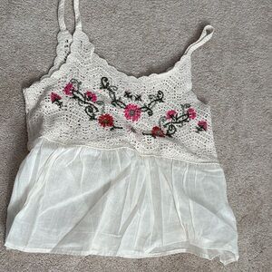 Francesca's Collections Cream Crochet Top